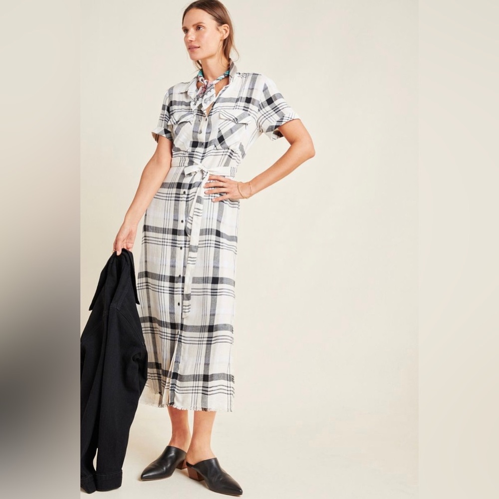 Plaid Anthropologie Cloth&Stone button down short sleeve dress